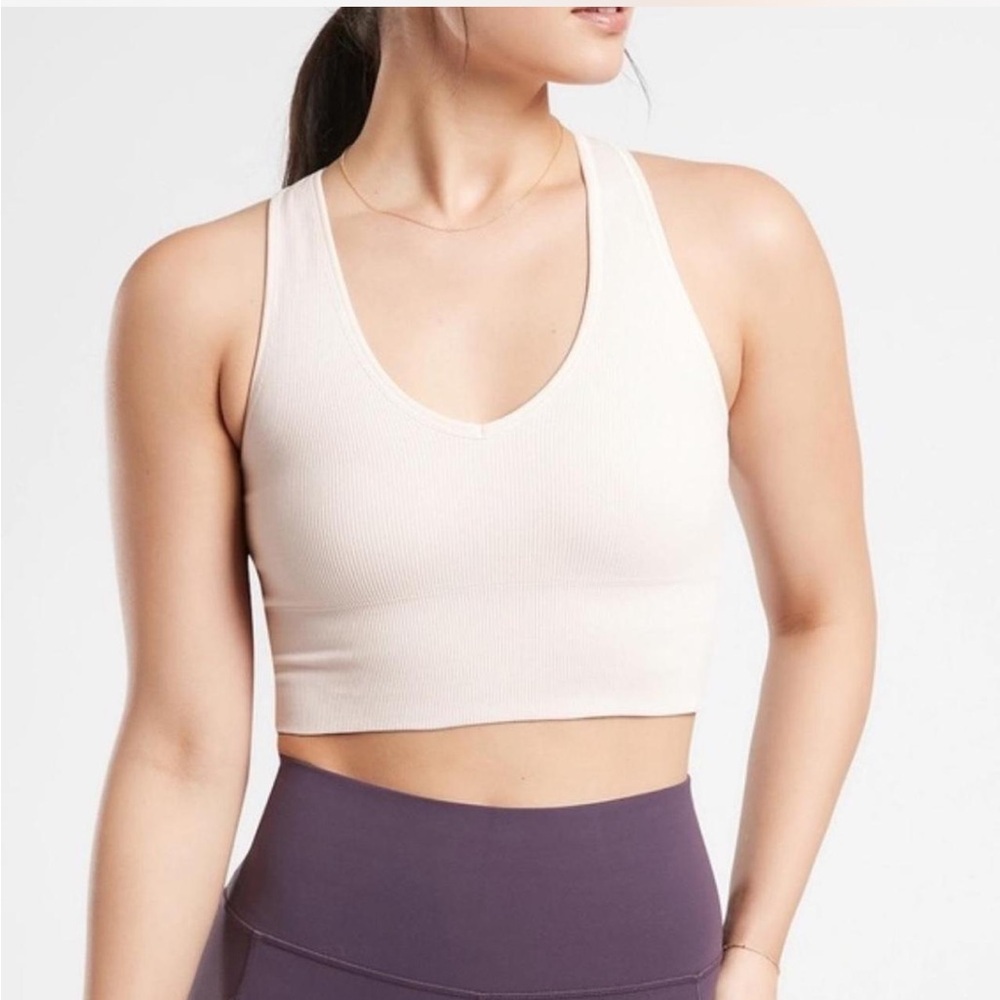 Athleta Aurora Crop Rib Tank - Pale Pink/Gray